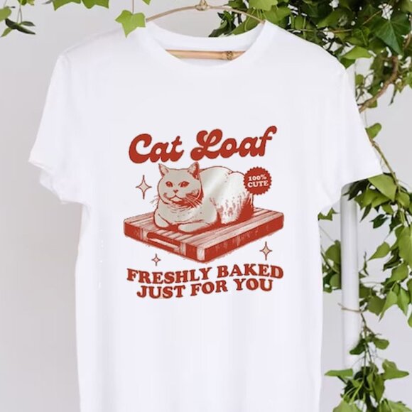 Tops - Cat Loaf Tshirt, Funny Cat Shirt, Trendy Vintage Retro Tshirts, Cat Lover